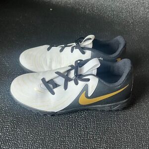 Nike Phantom GX 2 Club TF Kids Soccer Shoes White Black Gold Size 3.5Y Turf